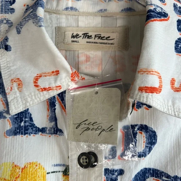 We The Free size S Moon Flower top oversized white seed sack print cotton NEW - Picture 11 of 14